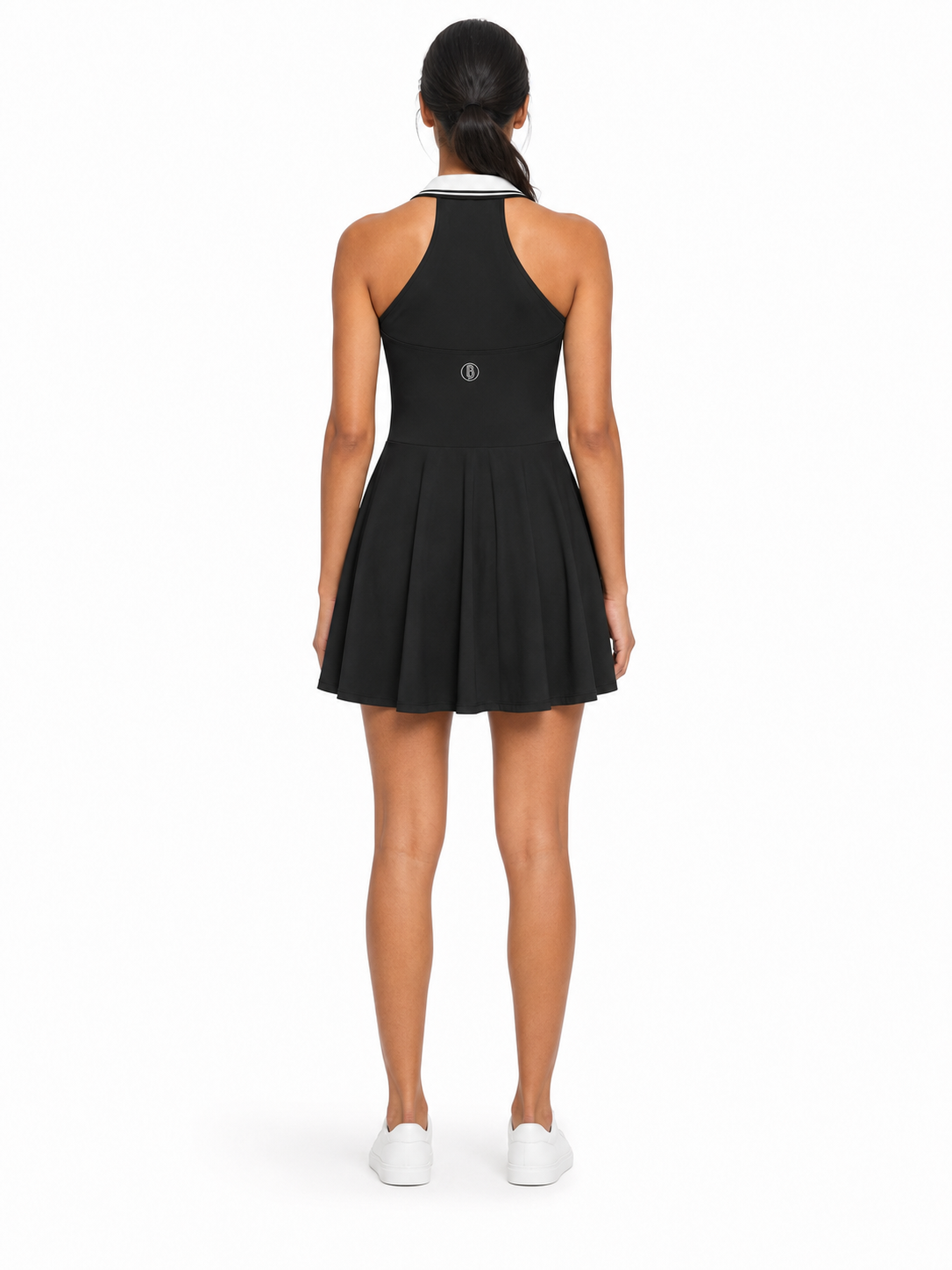 Women's Collared Halter A-Line Tennis Dress back model view