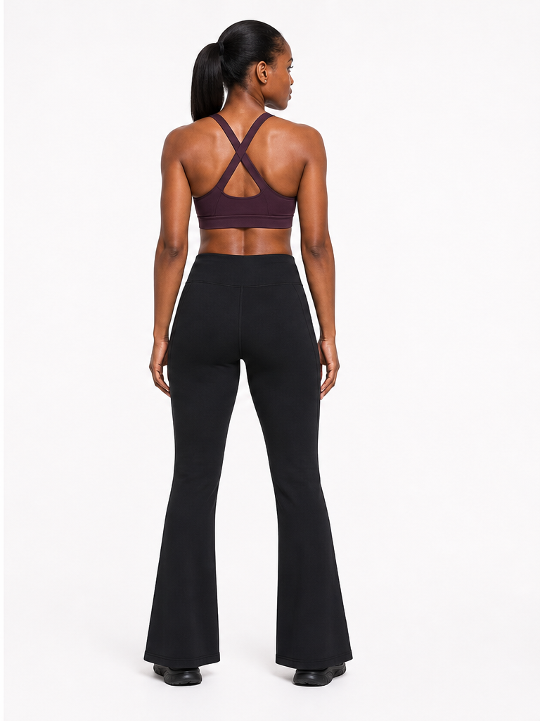 Women’s Drawstring Flared Leg Pants back model view