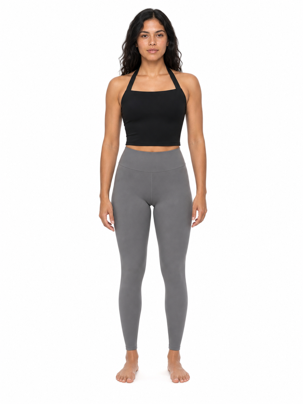 Women's Halter Crop Sports Bra front model view