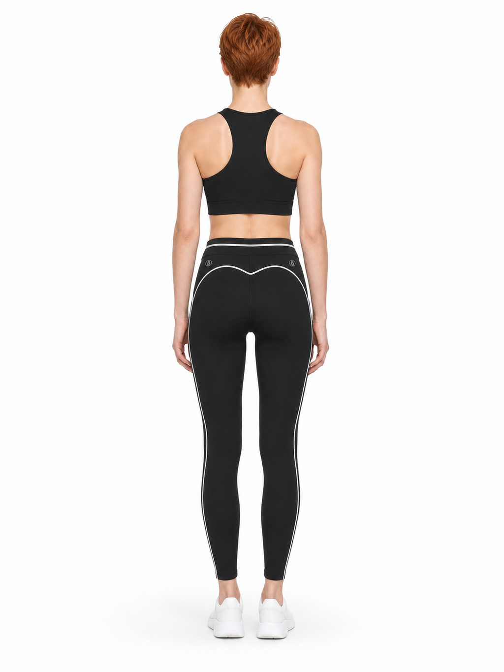 Women's High Rise Topstitching Leggings back model view