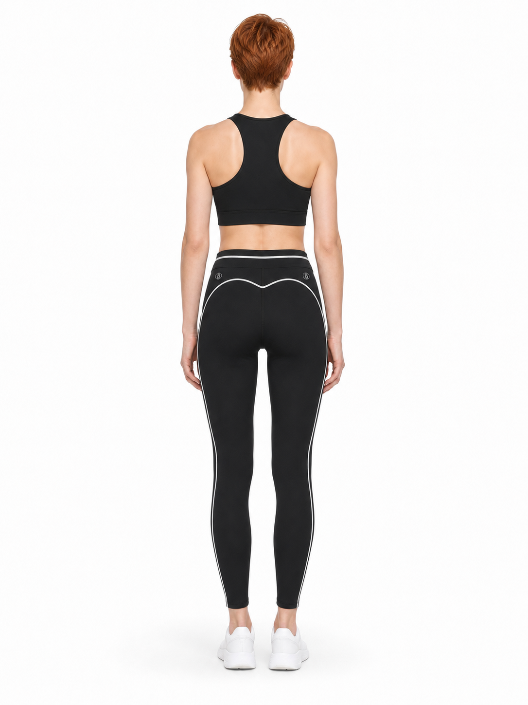 Women's High Rise Topstitching Leggings back model view