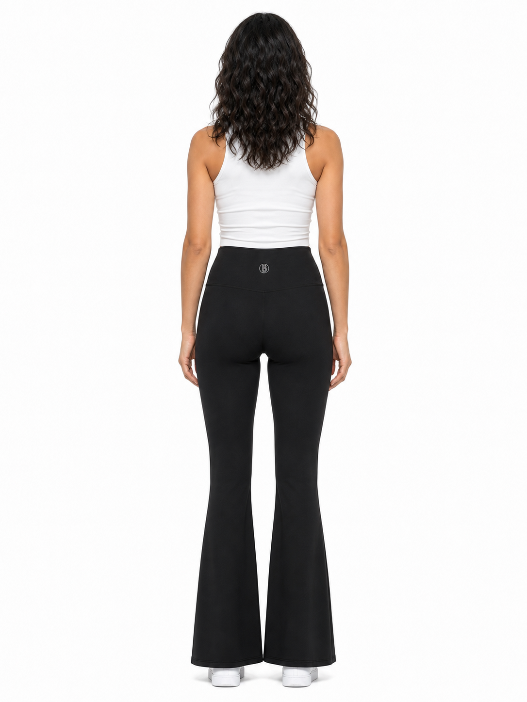 Women's High-Waisted Flare Leggings back model view