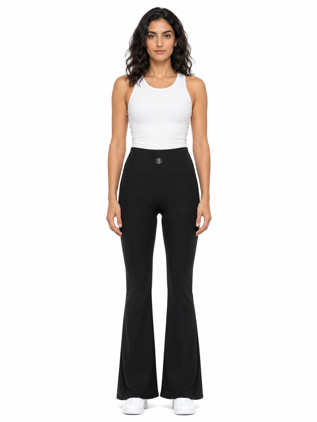 Women's High-Waisted Flare Leggings front model view