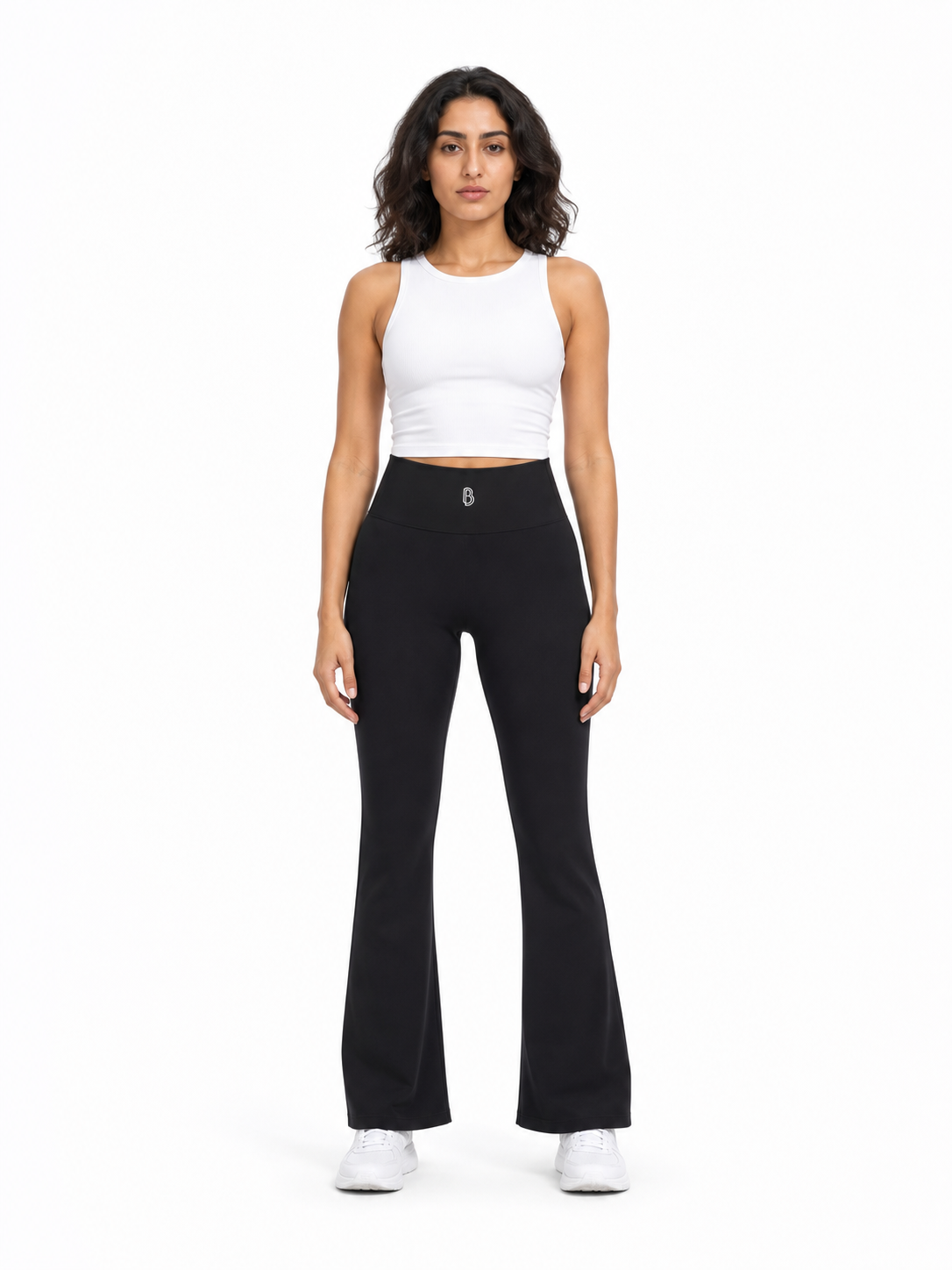Women's High-Waisted Flare Leggings front model view