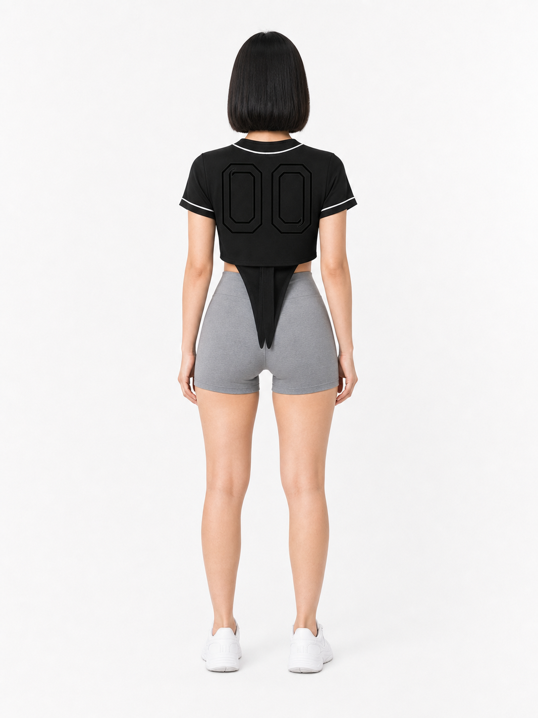 Women's Piping Baseball Jersey back model view