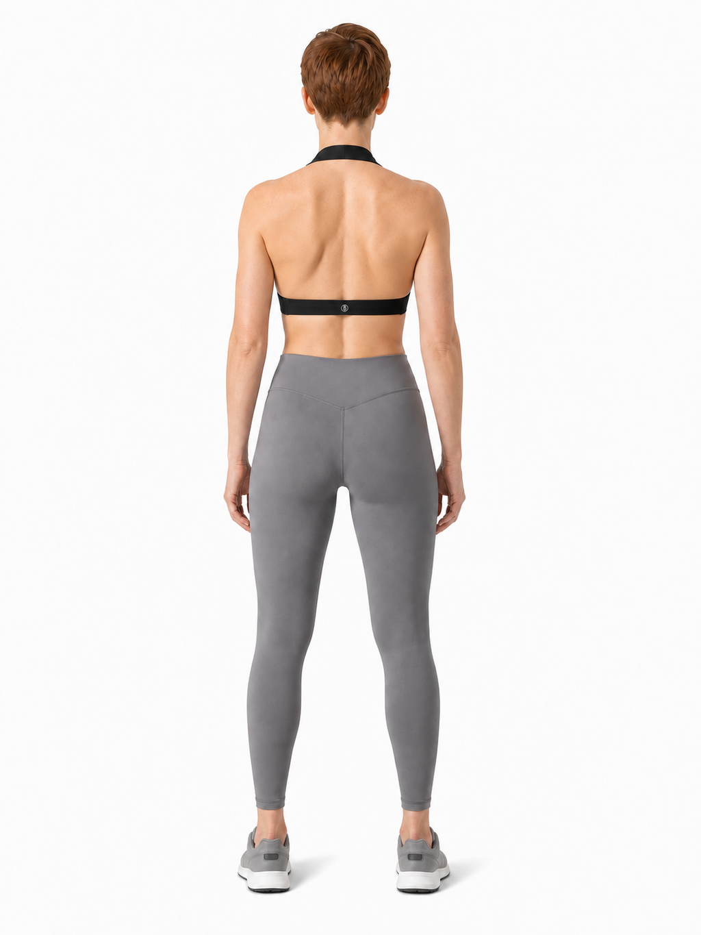 Women's Pleated Halter Sports Bra back model view