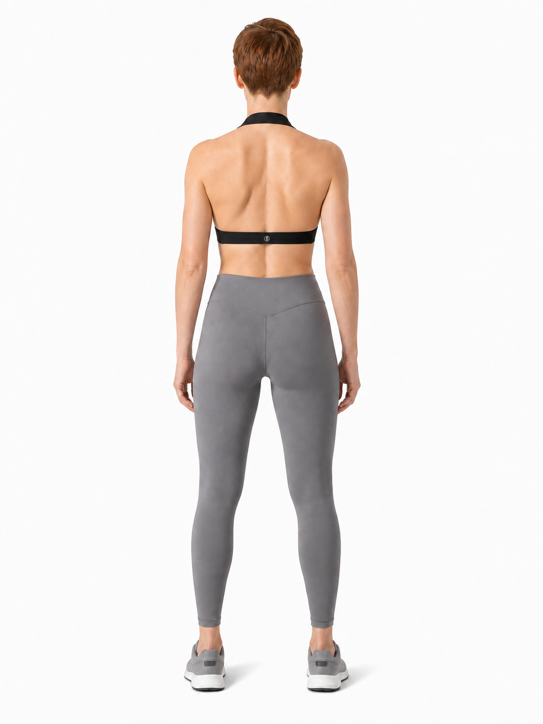Women's Pleated Halter Sports Bra back model view
