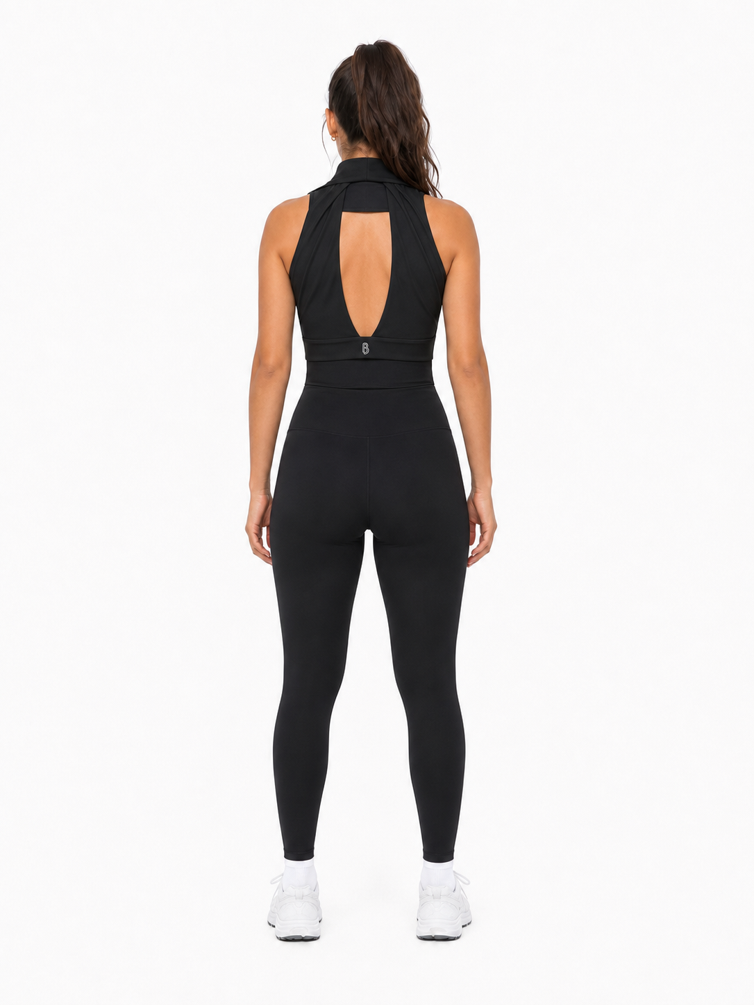 Women's Pleated Halter Sports Bra back model view