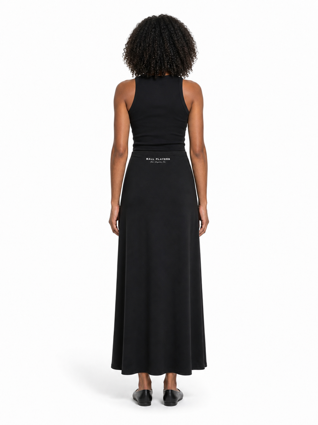 Women's Solid Color Knit Maxi Skirt back model view