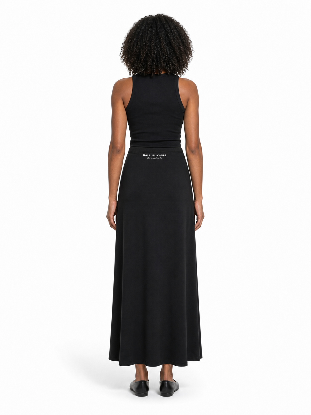 Women's Solid Color Knit Maxi Skirt back model view