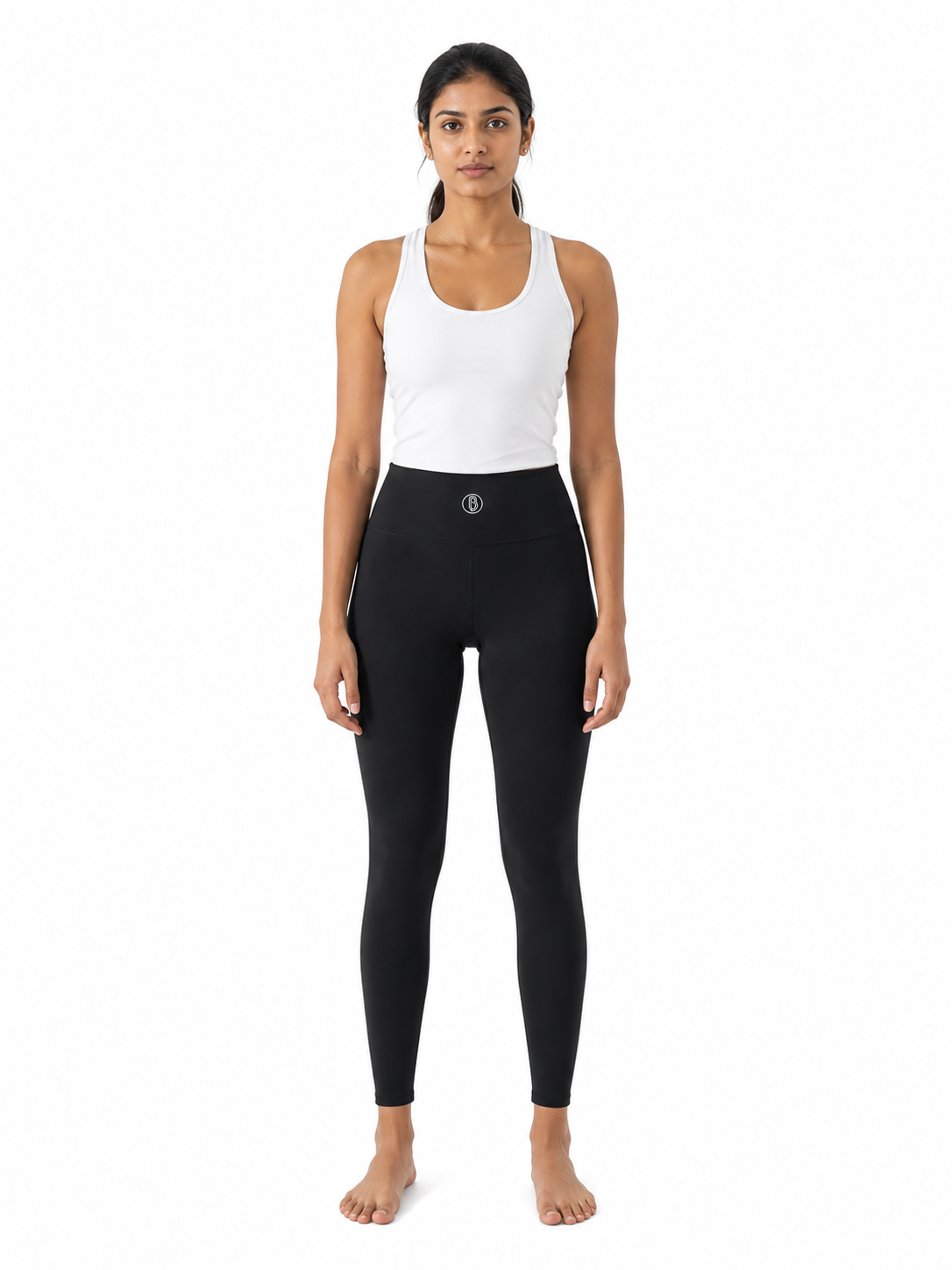 Women's Solid High Rise Leggings front model view