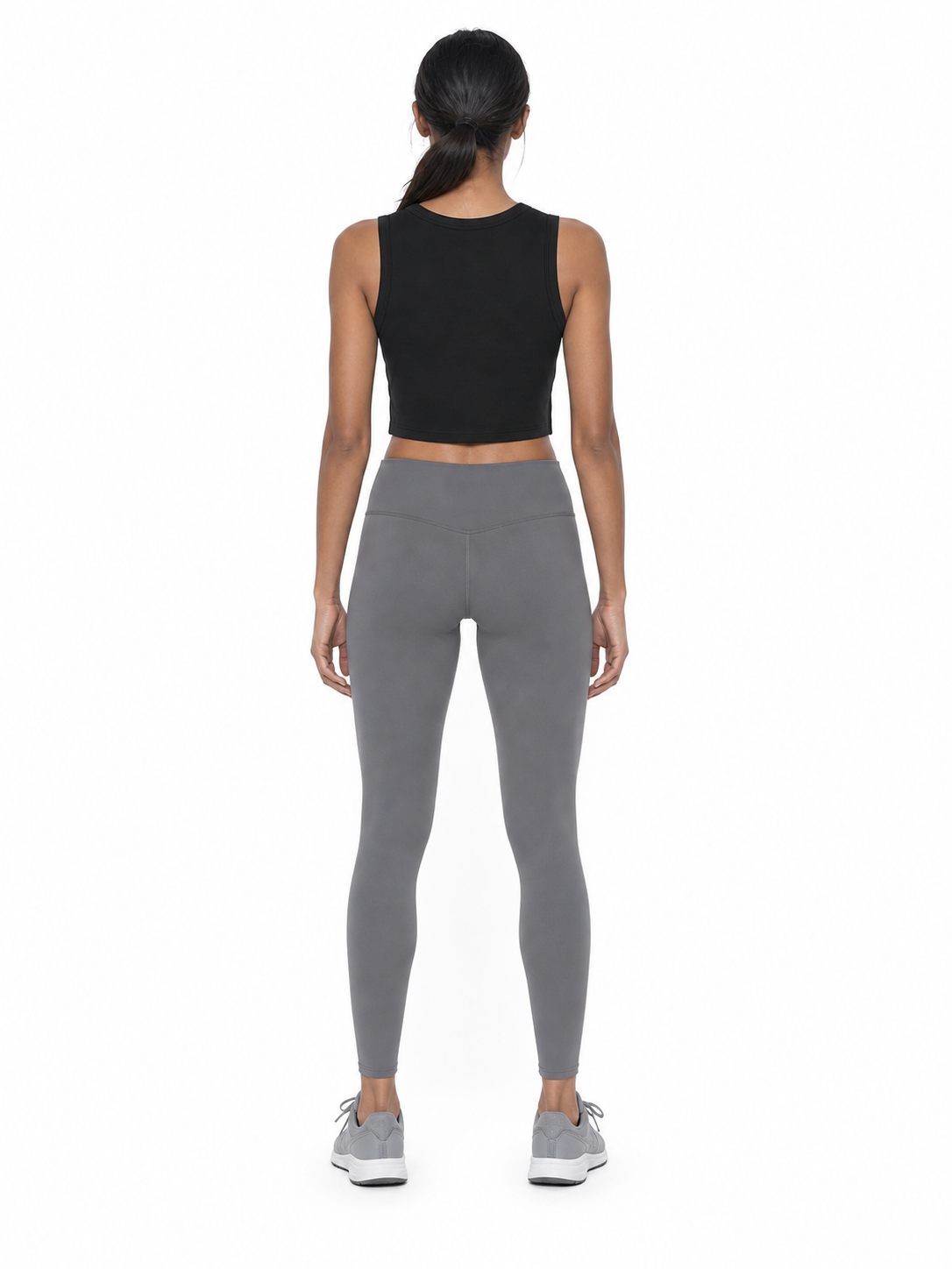 Women's Tight Crewneck Crop Tank Top back model view