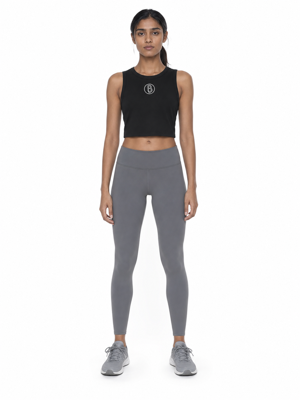 Women's Tight Crewneck Crop Tank Top front model view