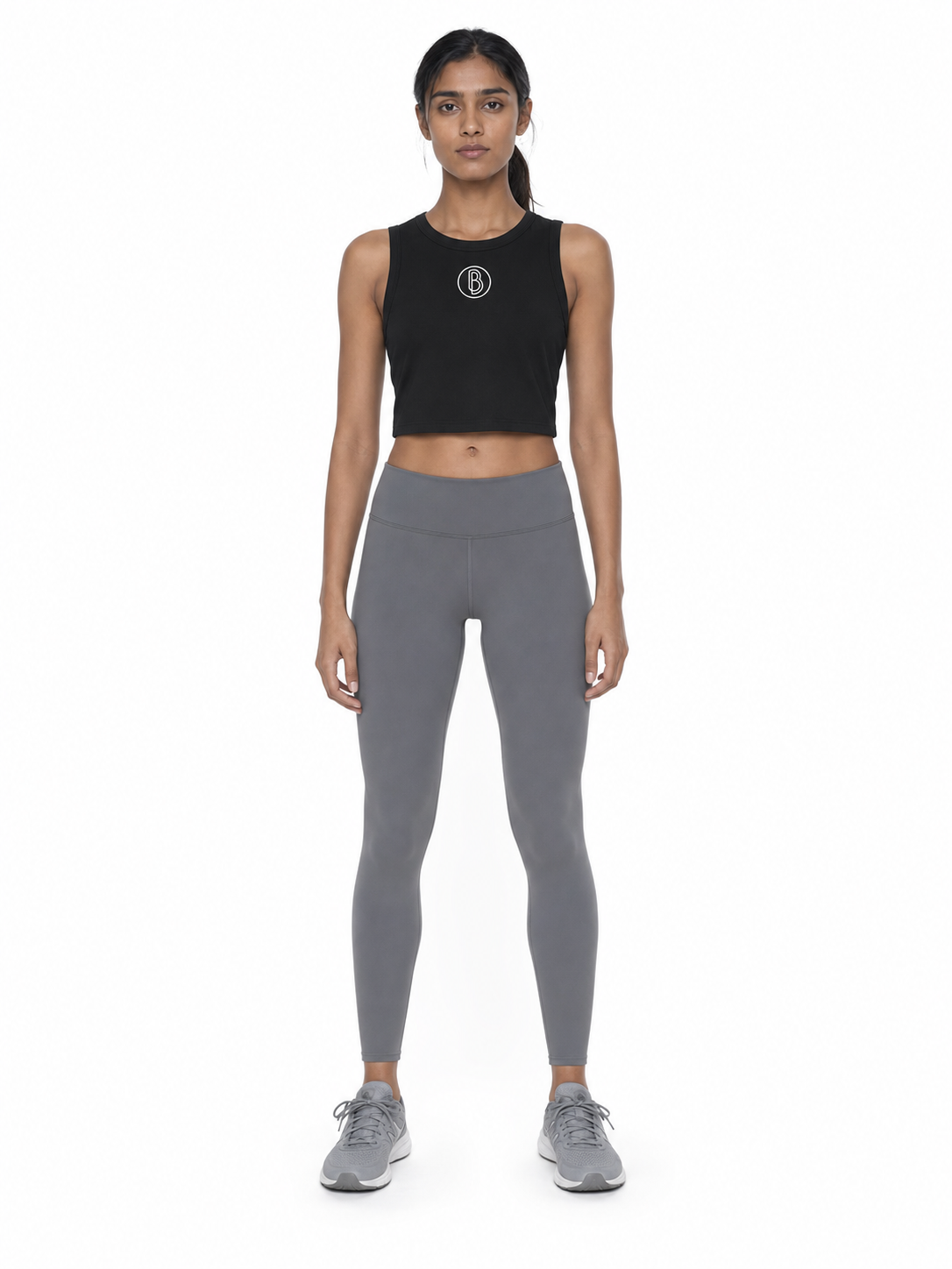 Women's Tight Crewneck Crop Tank Top front model view