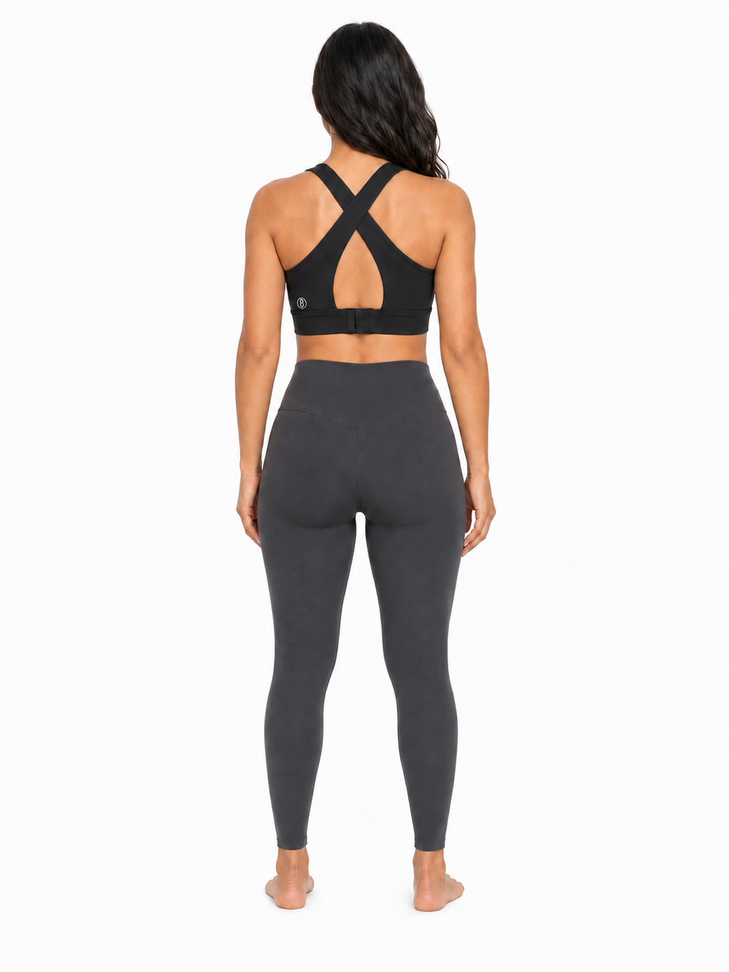 Women's Twist Front V-Neck Sports Bra back model view