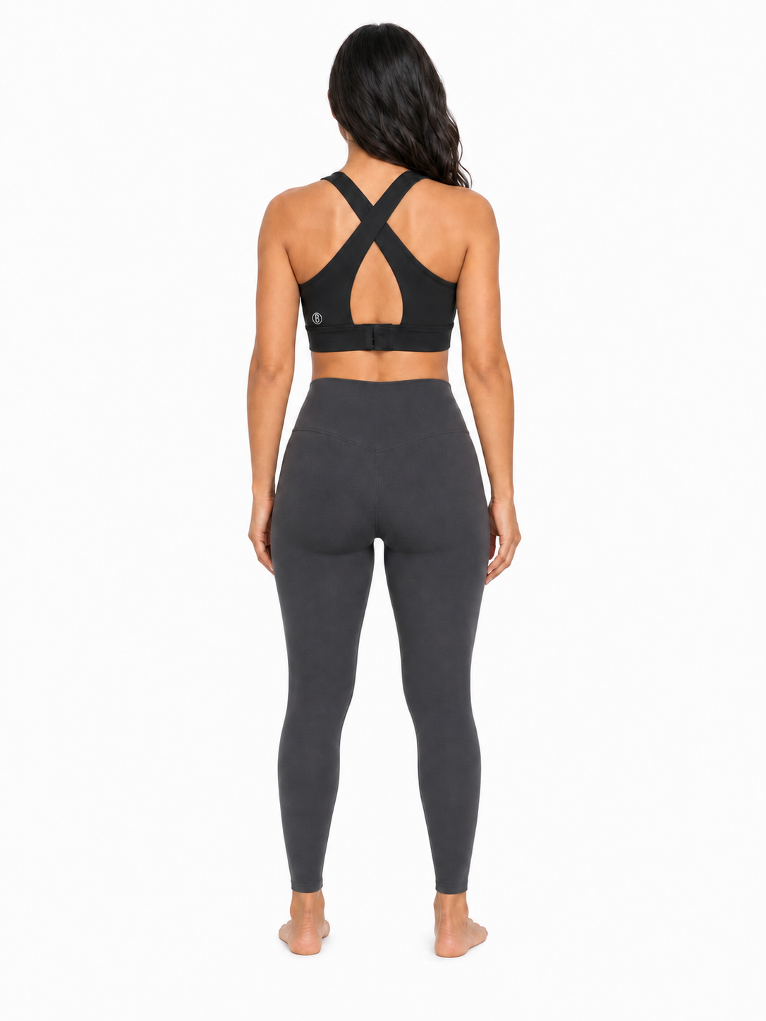 Women's Twist Front V-Neck Sports Bra back model view
