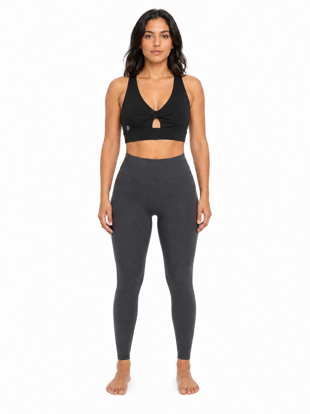 Women's Twist Front V-Neck Sports Bra front model view