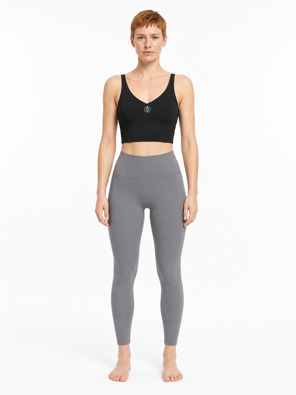 Women's V-Neck Yoga Sports Bra front model view