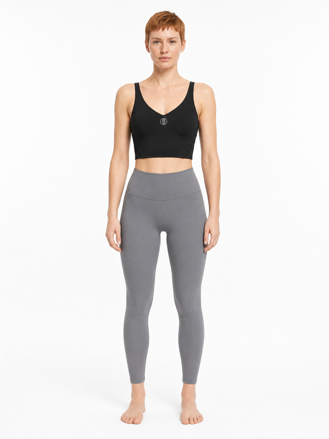 Women's V-Neck Yoga Sports Bra front model view