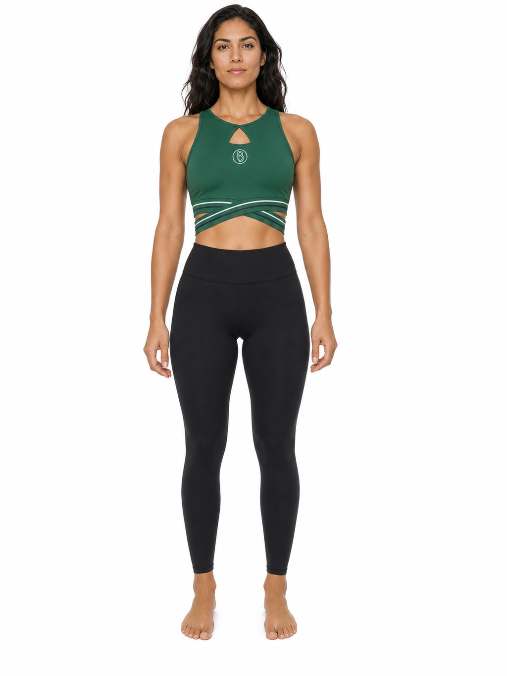 Women’s Criss-Cross Band Sports Bra front model view