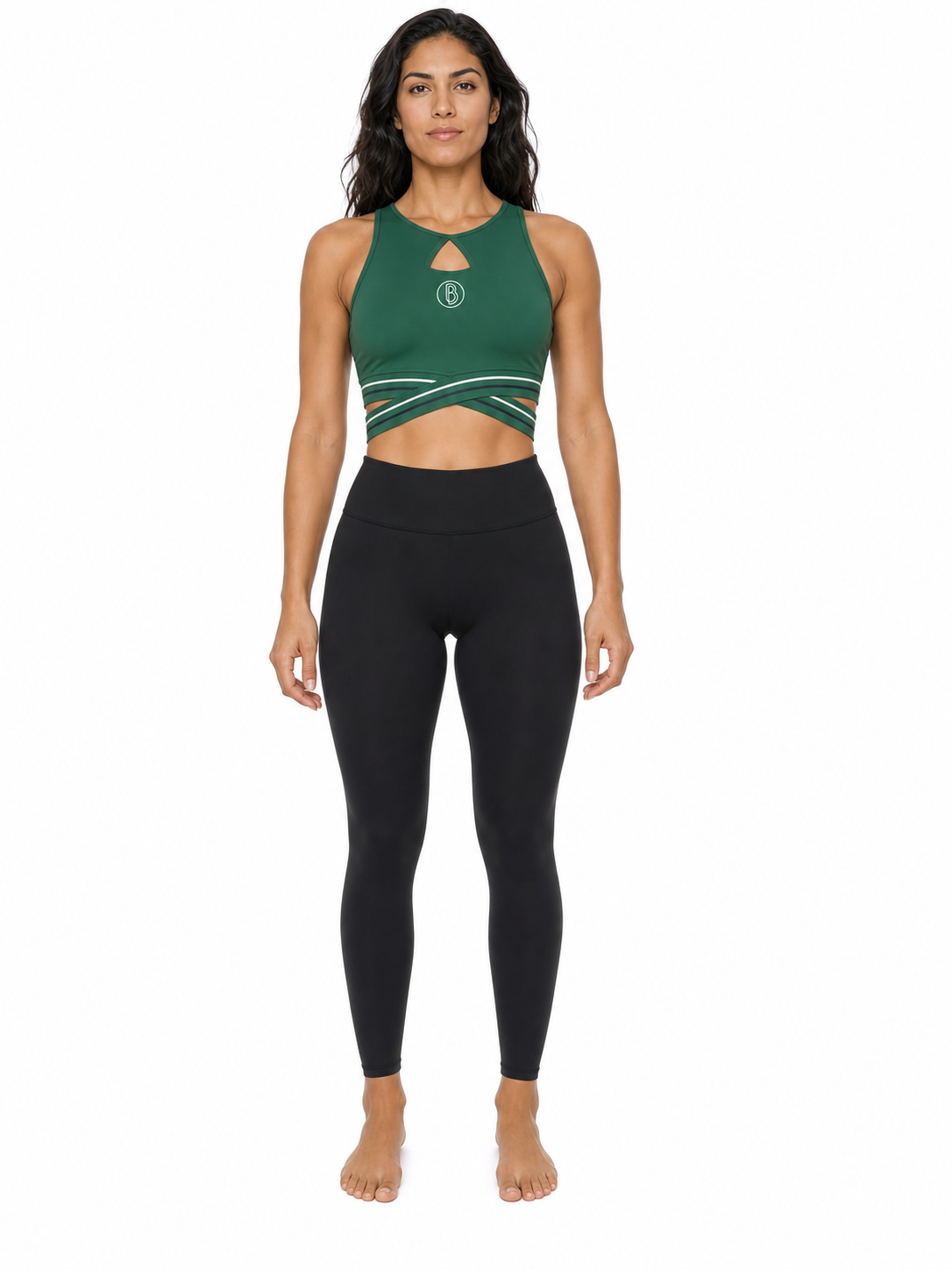 Women’s Criss-Cross Band Sports Bra front model view