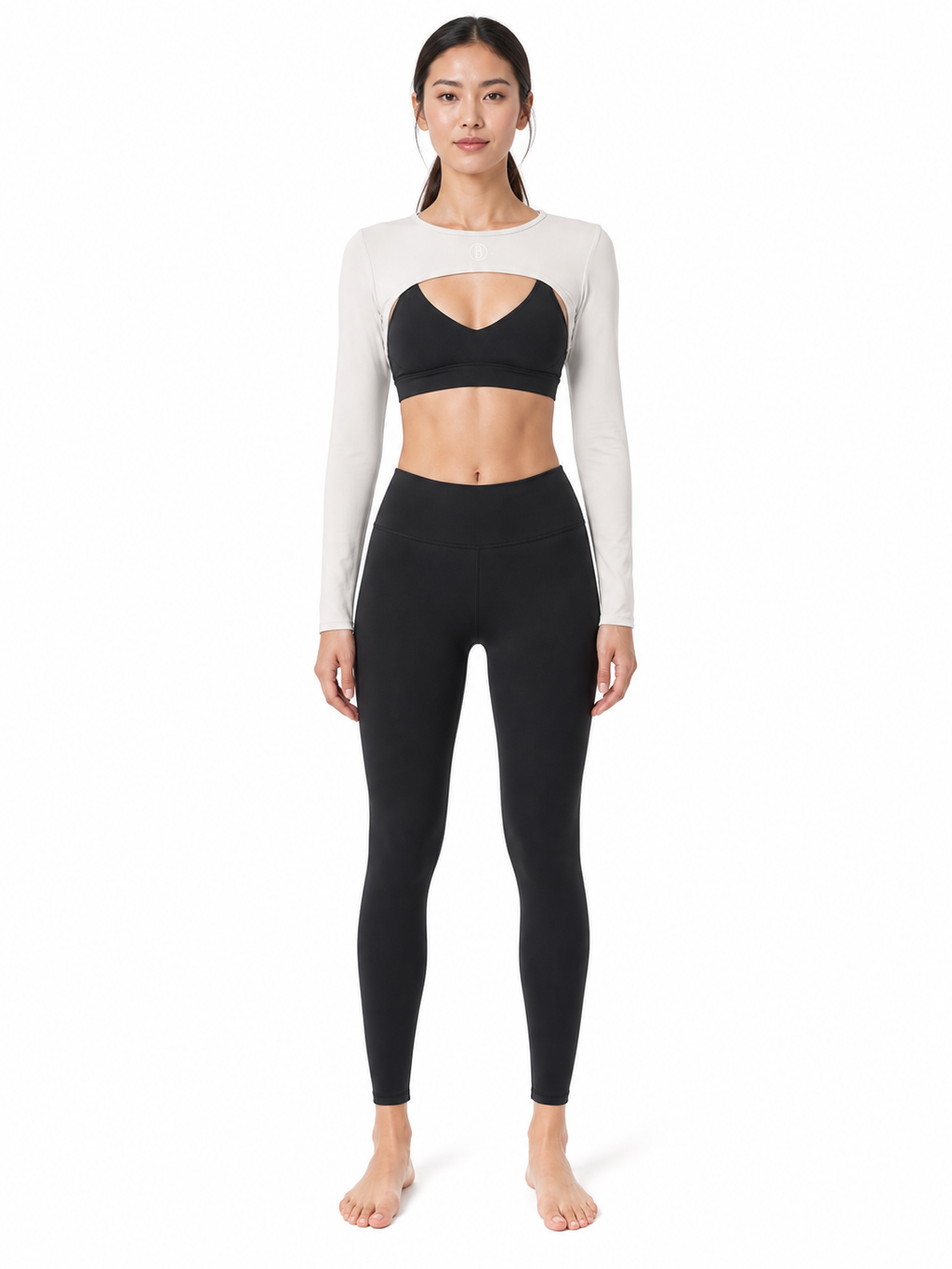 Women’s Cutout Long Sleeve Yoga Shrug front model view