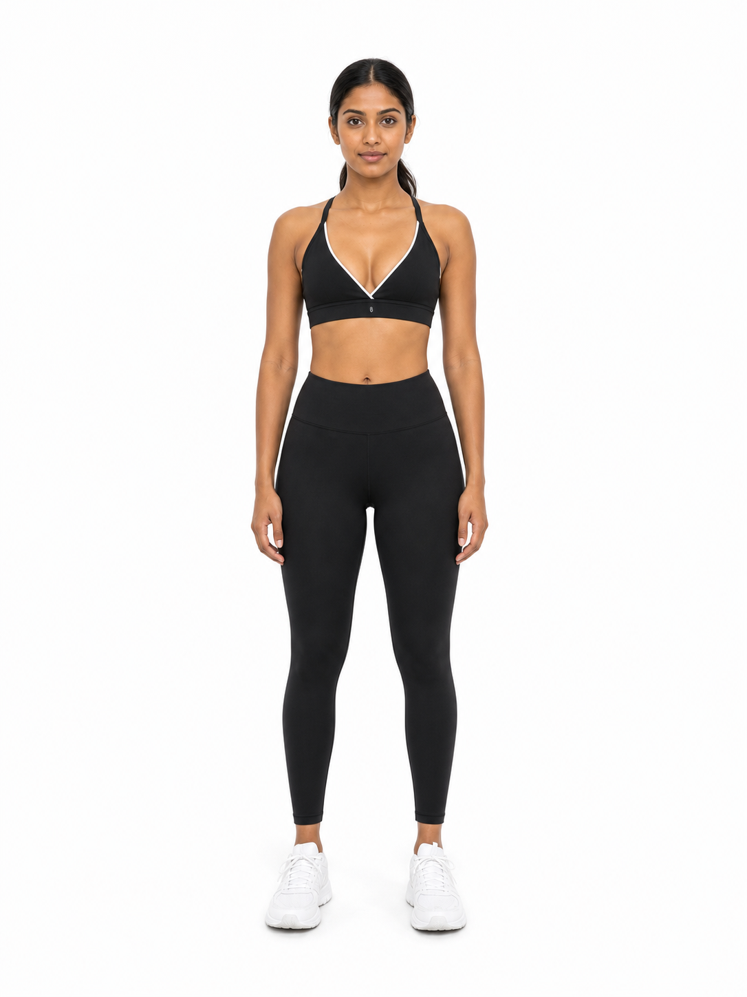Women’s Halter Neck Yoga Sports Bra front model view