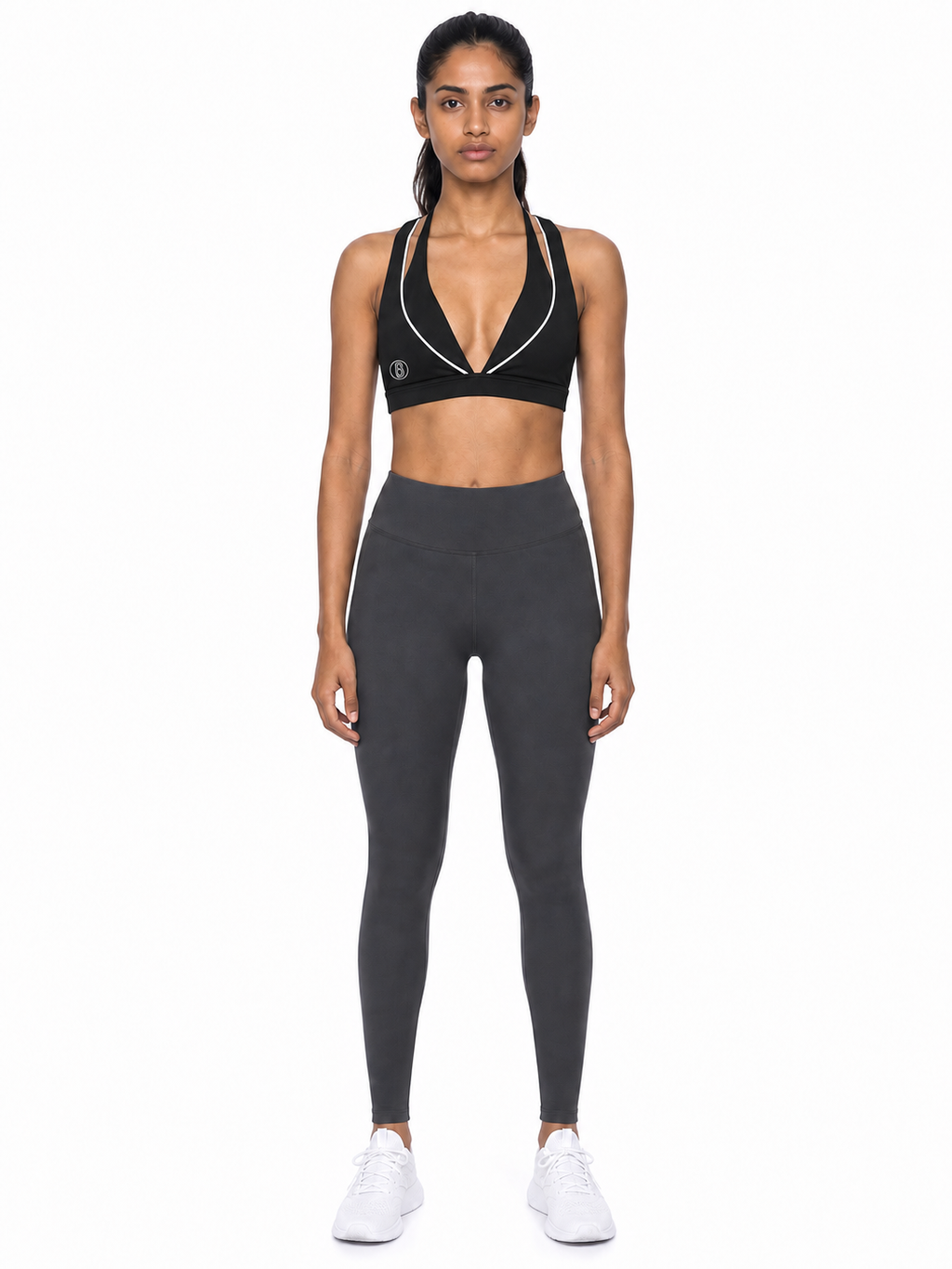 Women’s Halter Neck Yoga Sports Bra front model view