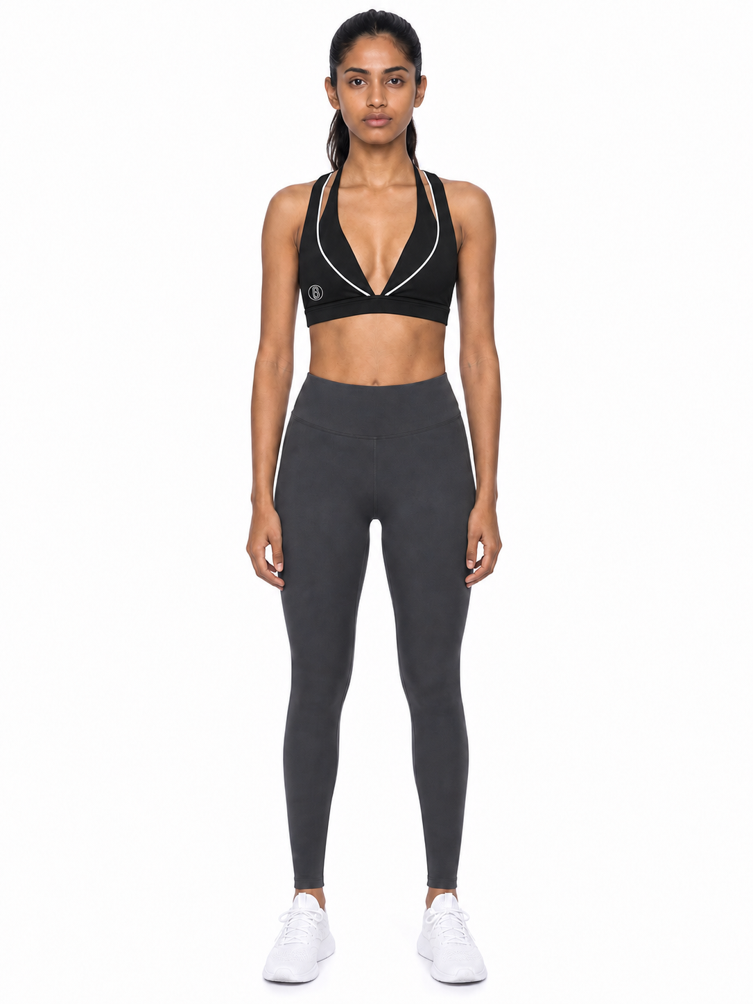 Women’s Halter Neck Yoga Sports Bra front model view