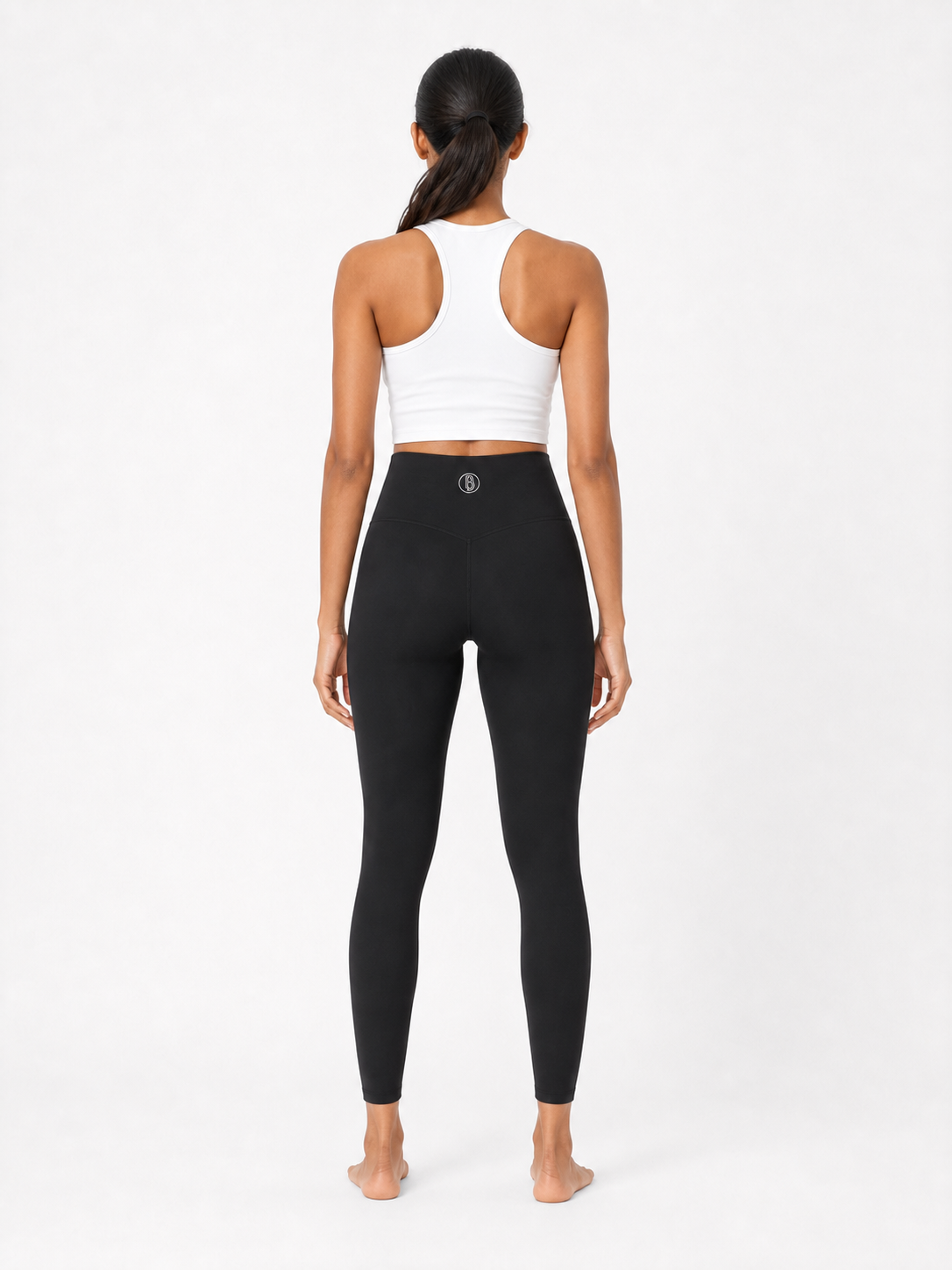 Women’s High Rise Ankle Length Yoga Leggings back model view