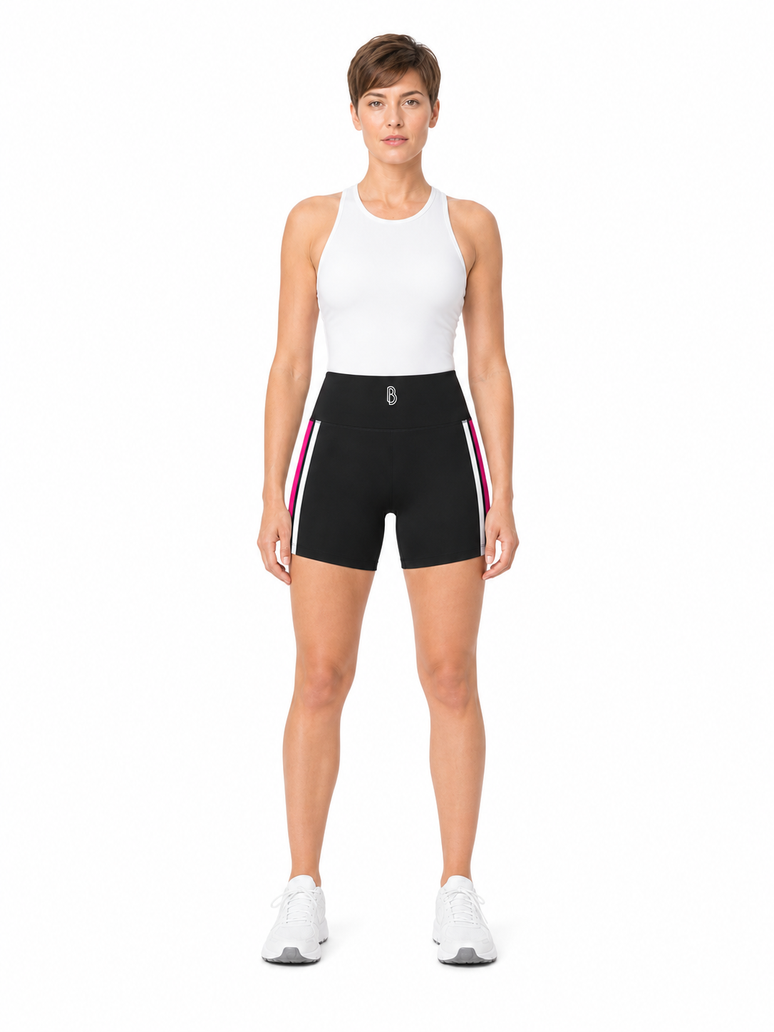 Women’s High Rise Tight Yoga Shorts front model view