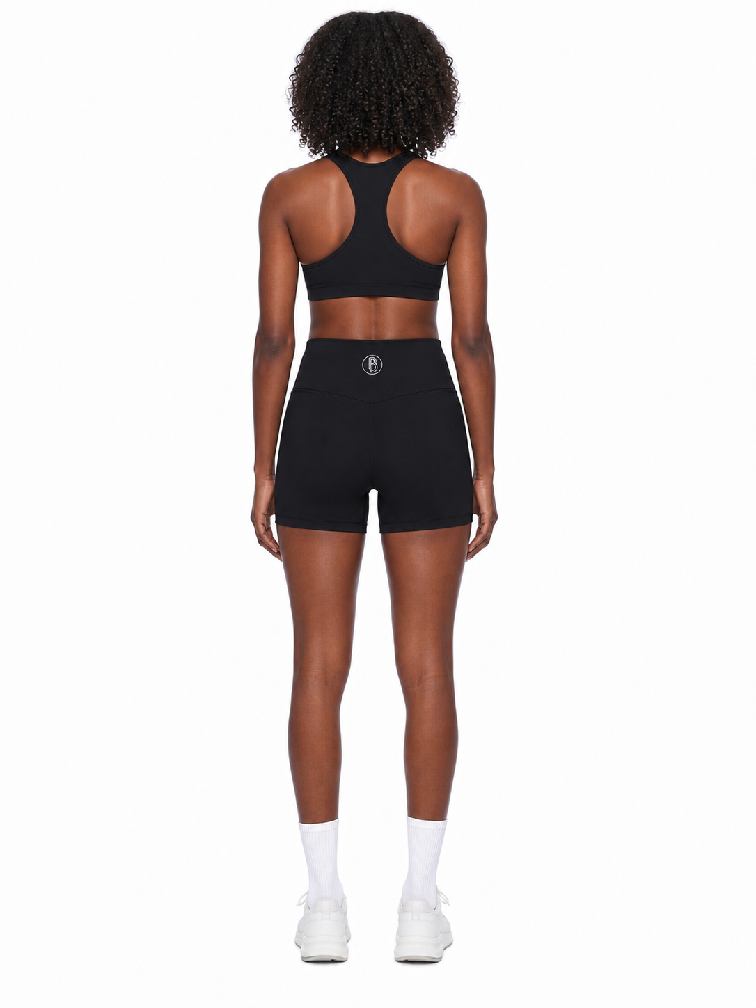 Women’s High Rise Yoga Shorts back model view