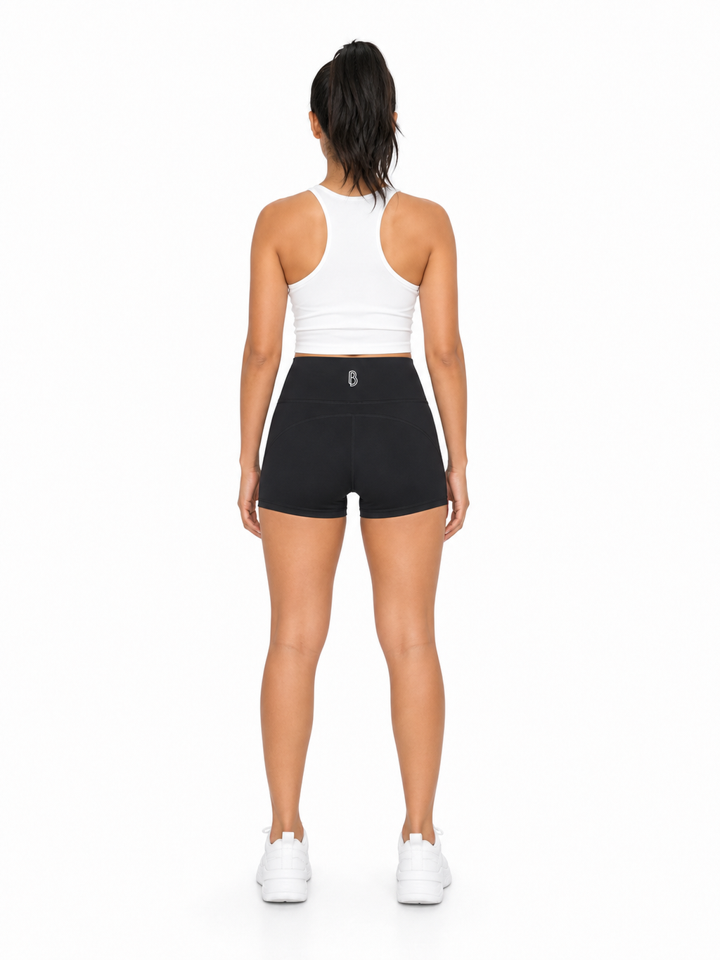 Women’s High-Waist Yoga Shorts back model view