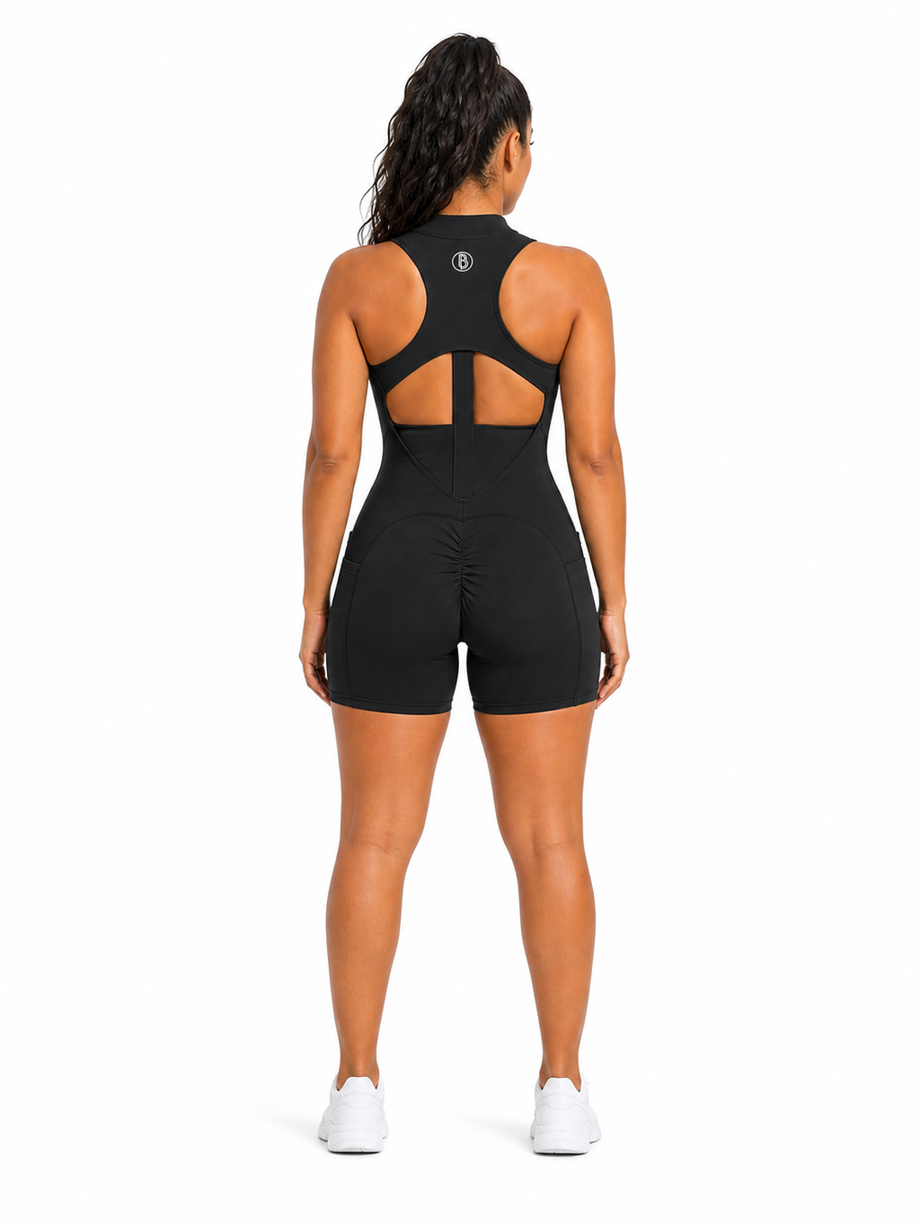 Women’s Quarter-Zip Yoga Romper back model view