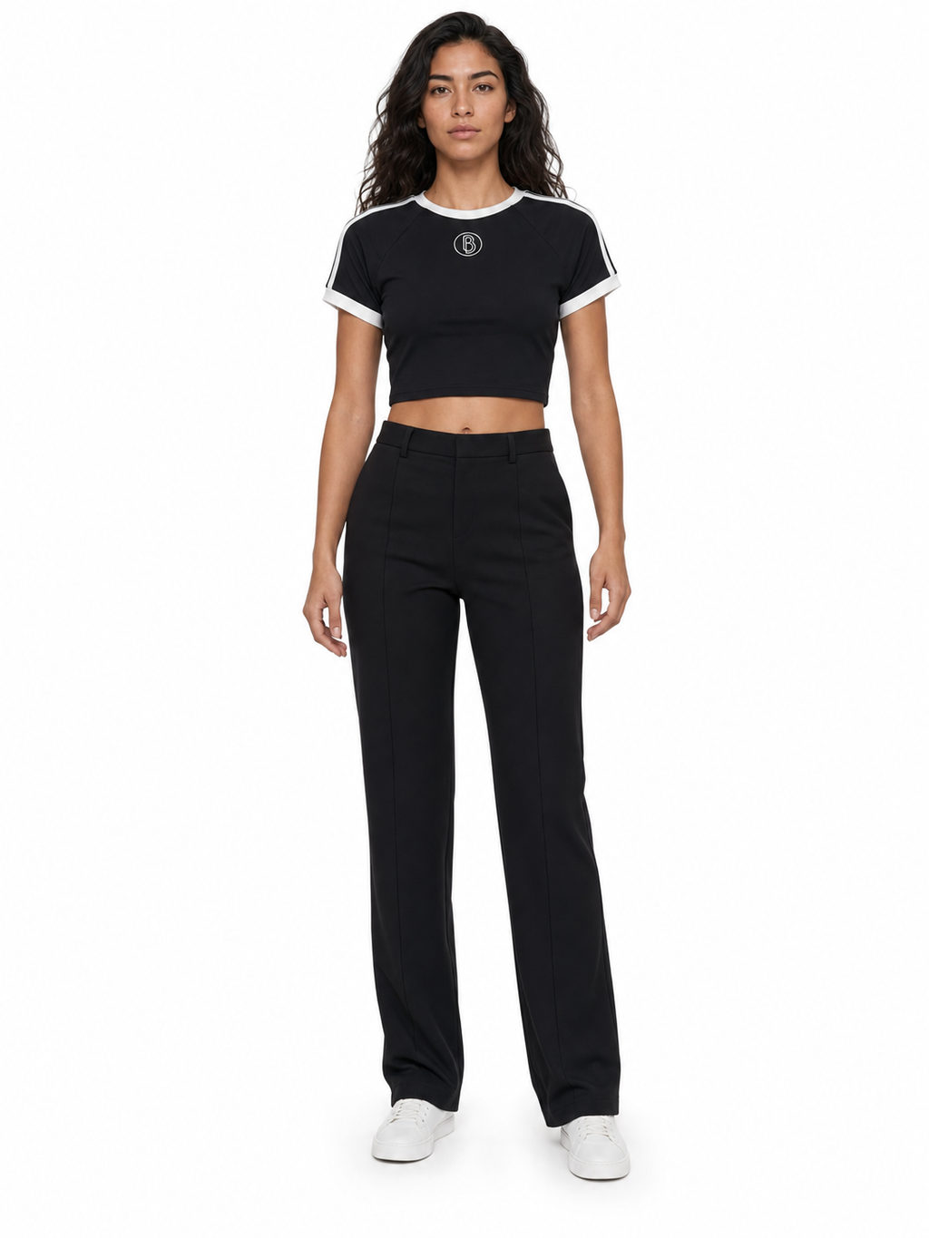 Women’s Raglan Crop T-Shirt front model view