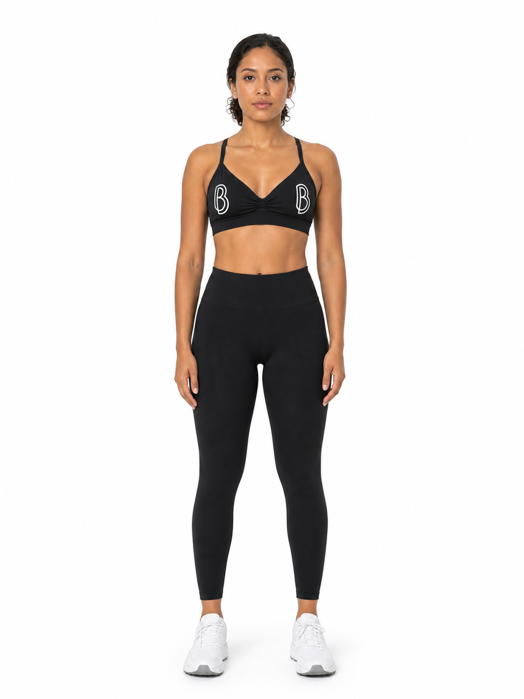 Women’s Ruched Halter-Neck Sports Bra front model view
